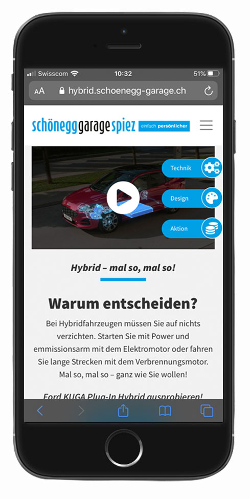 Arbeiten Grelldenker Schönegg Garage Landingpage